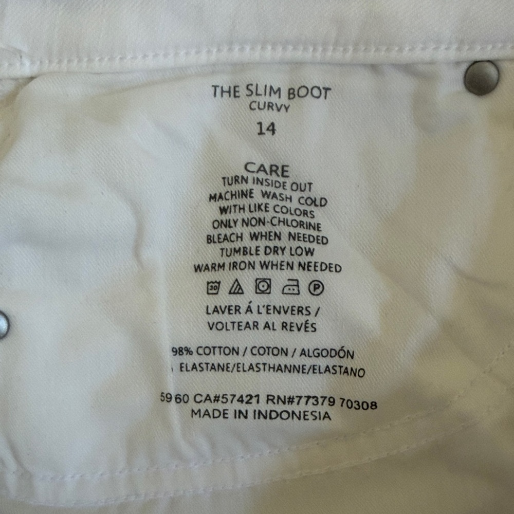 Ann Taylor The Slim Boot Curvy White Women's Jeans Size 14 Mid Rise - Picture 7 of 11